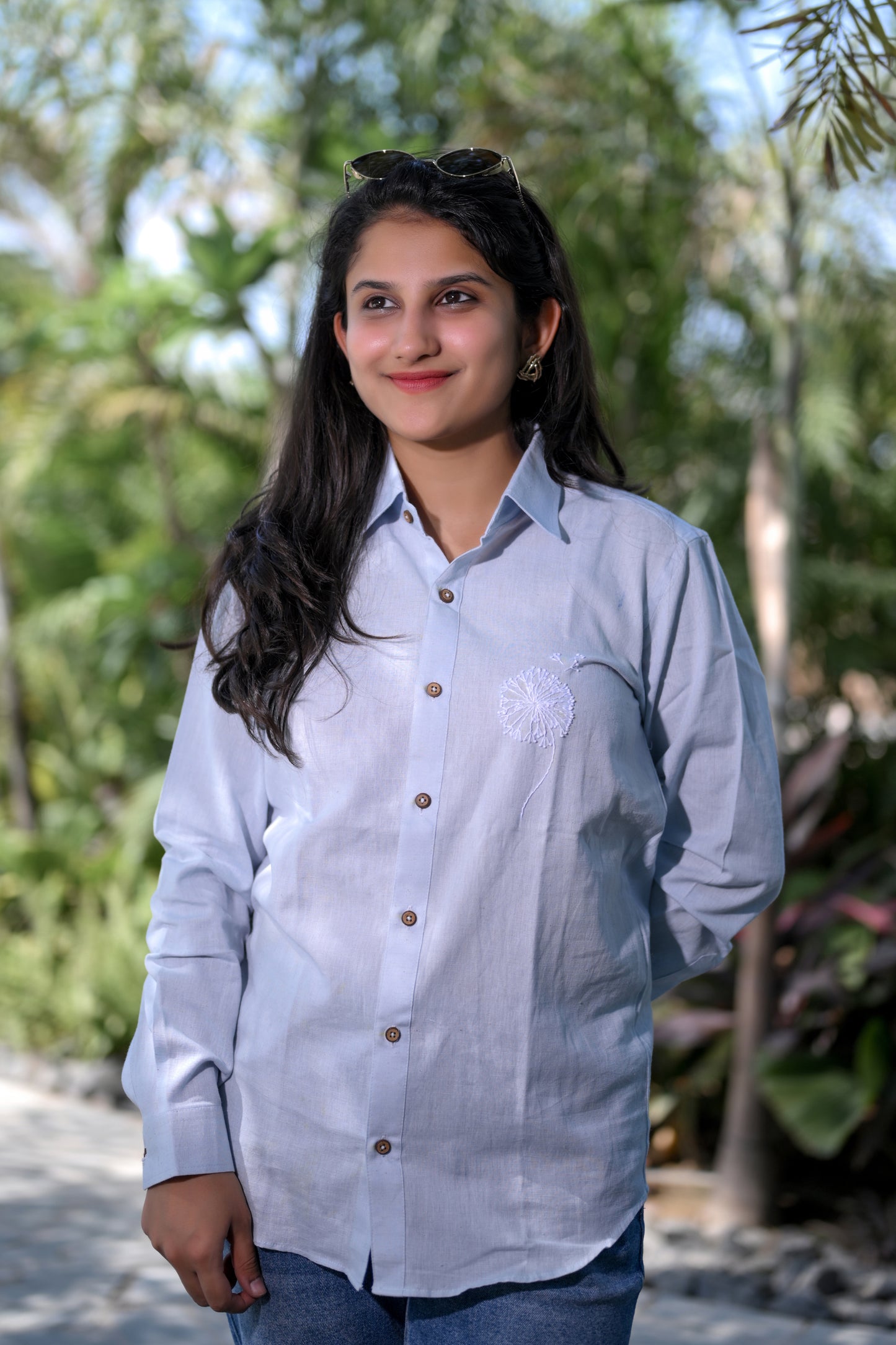 Blue Embroidered Shirt