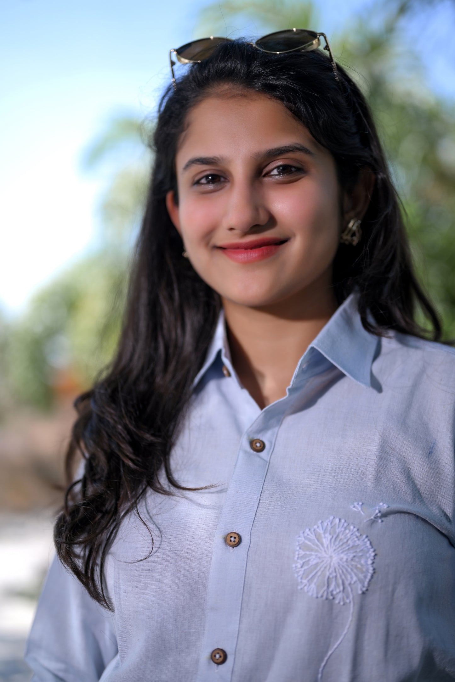 Blue Embroidered Shirt