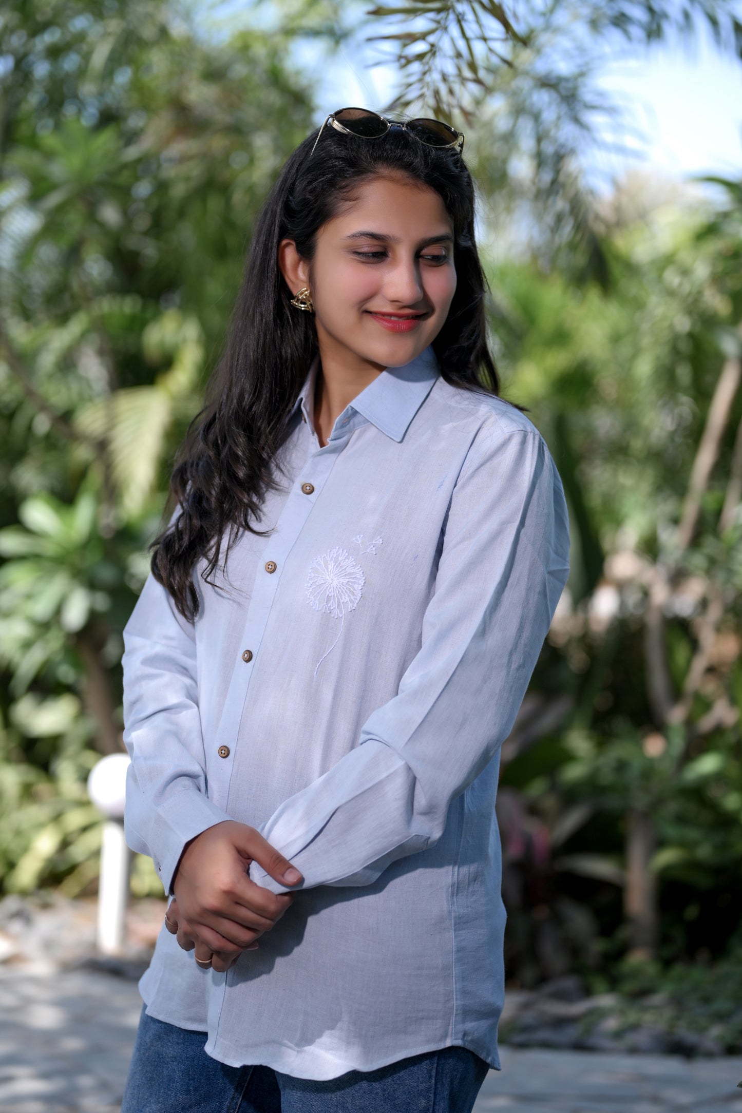 Blue Embroidered Shirt