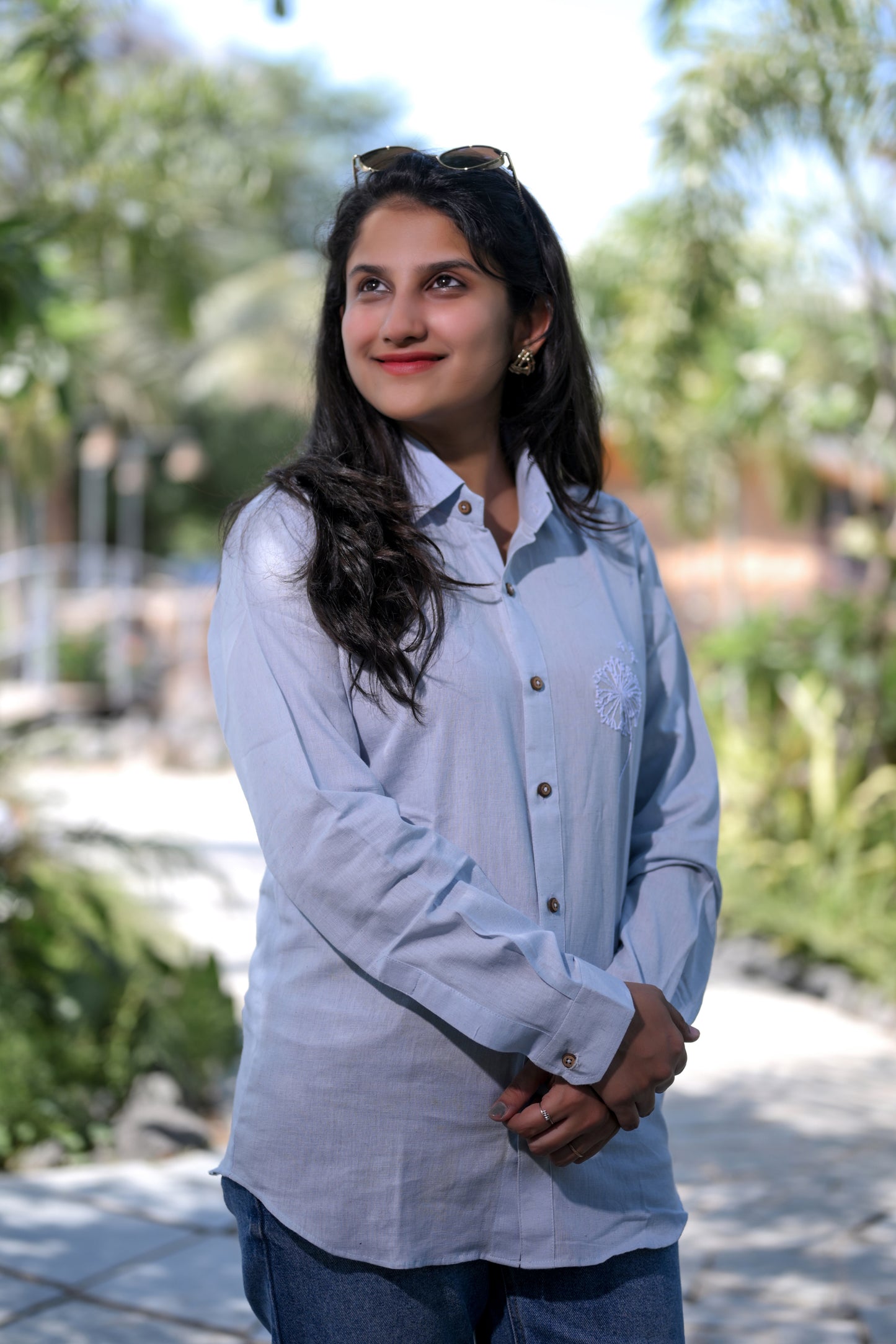 Blue Embroidered Shirt
